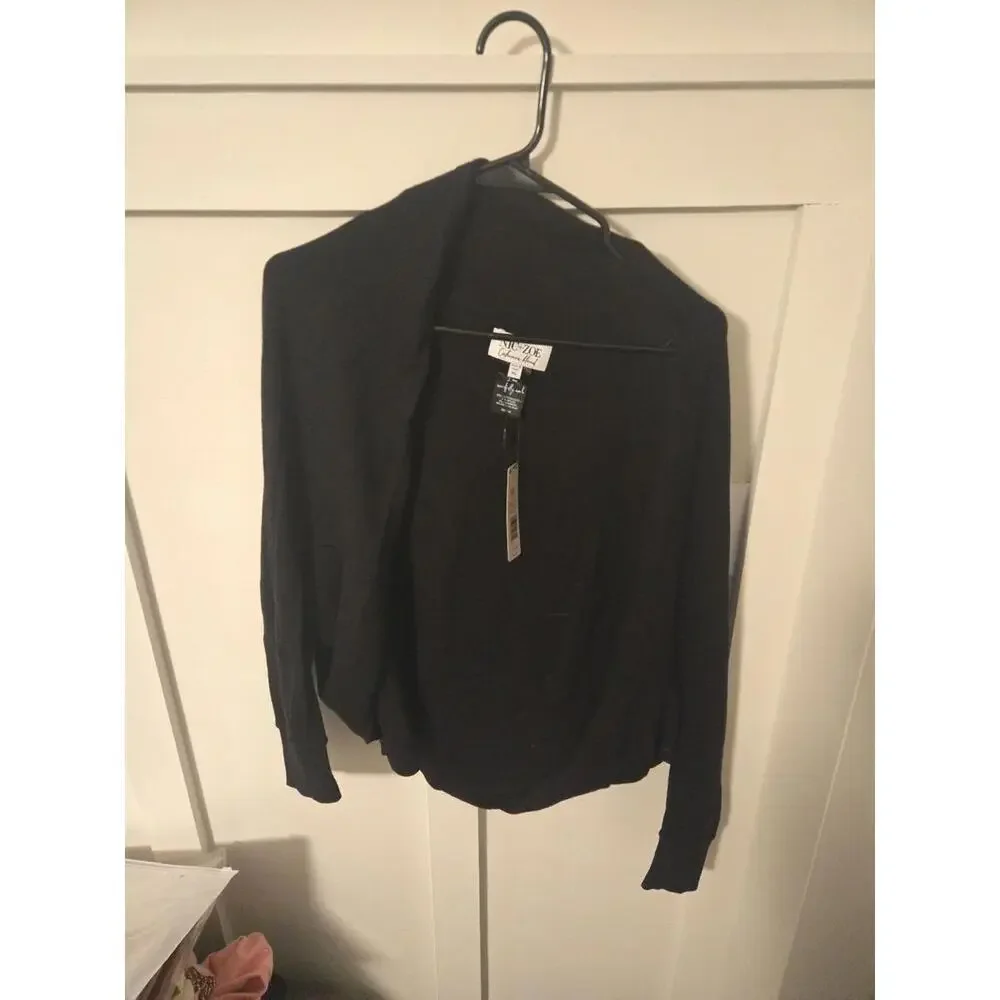 NIC+ZOE Black Cashmere Blend Open Front Cardigan NWT XL - Picture 3 of 3